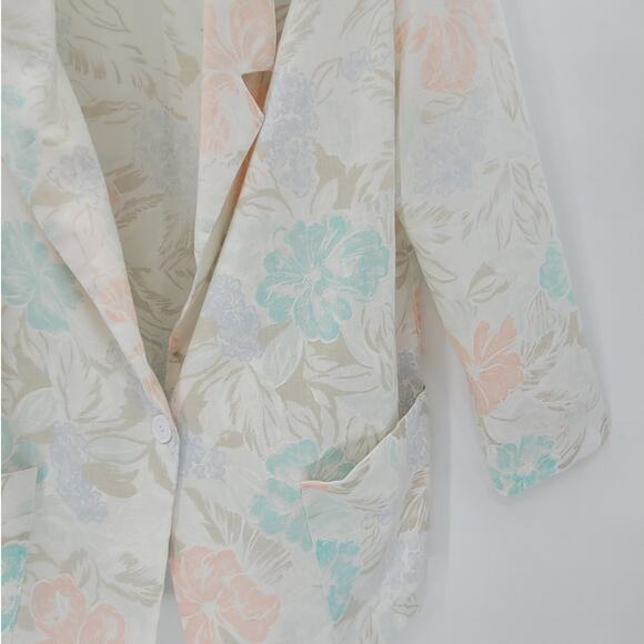 Wentworth Gallery Vintage 80s Pastel Floral Lolita Single Breasted Blazer Jacket - Picture 8 of 13